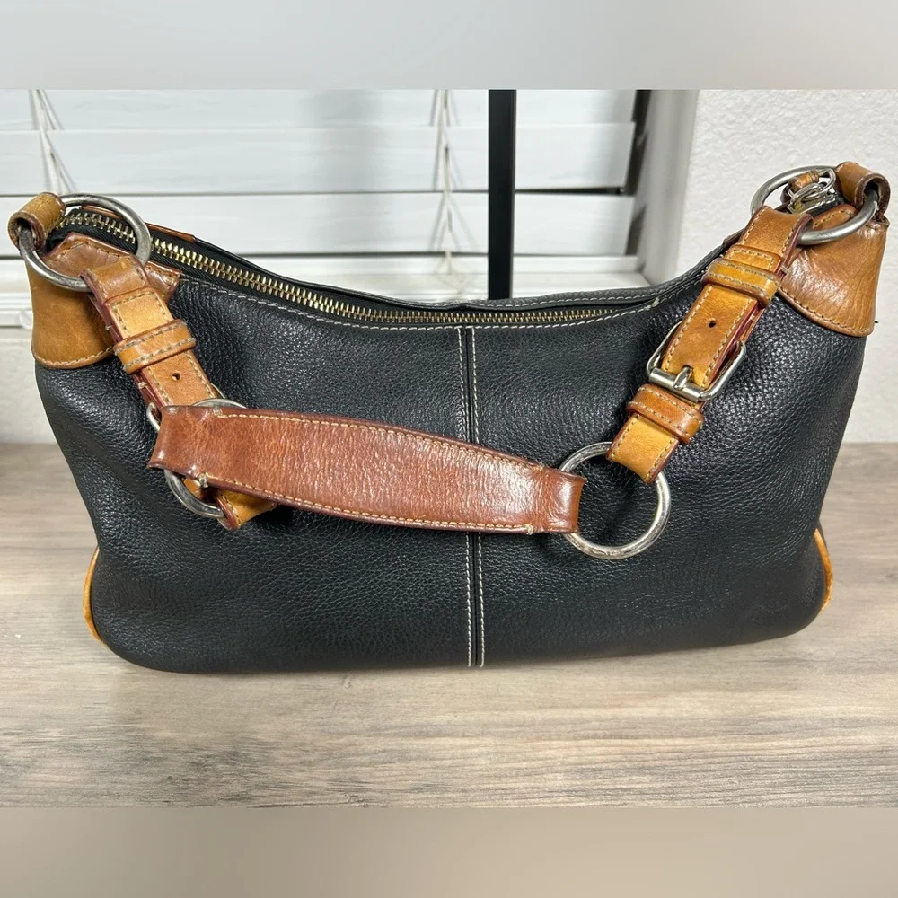 Vintage Dooney & Bourke Black Pebbled All Weather Leather Hobo Shoulder Handbag - Picture 7 of 14